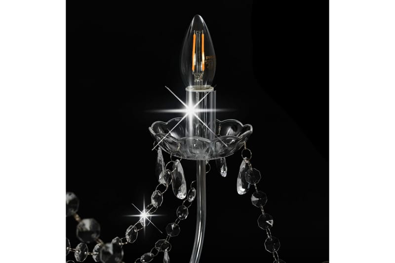 Takkrona med pärlor silver 8xE14-glödlampor - Silver - Kristallkrona & takkrona - Vardagsrumslampa - Sovrumslampa