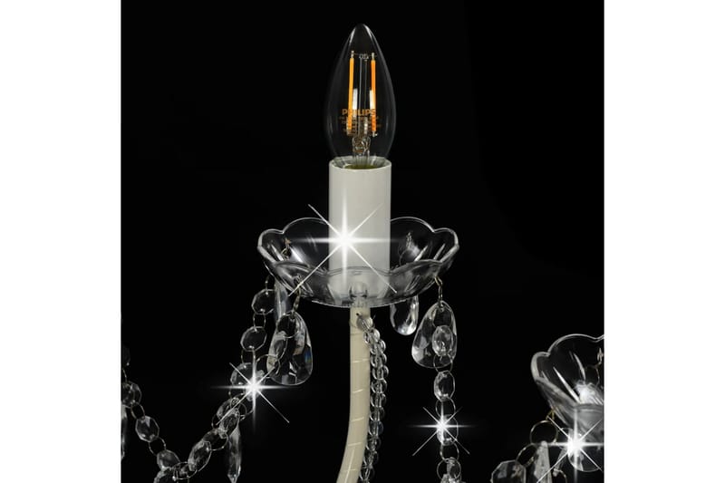 Takkrona med pärlor vit 12xE14-glödlampor - Vit - Belysning & el - Inomhusbelysning & lampor - Taklampa & takbelysning - Kristallkrona & takkrona