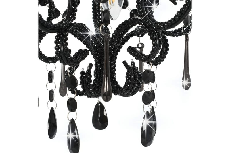Taklampa med pärlor svart rund E14 - Svart - Kristallkrona & takkrona - Vardagsrumslampa - Sovrumslampa