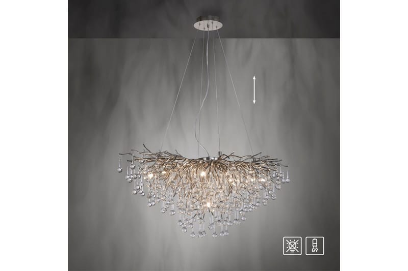 Ljuskrona Istapp - 50x250x100 cm, Stål - Belysning & el - Inomhusbelysning & lampor - Taklampa & takbelysning - Kristallkrona & takkrona
