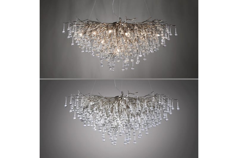 Ljuskrona Istapp - 50x250x100 cm, Stål - Belysning & el - Inomhusbelysning & lampor - Taklampa & takbelysning - Kristallkrona & takkrona