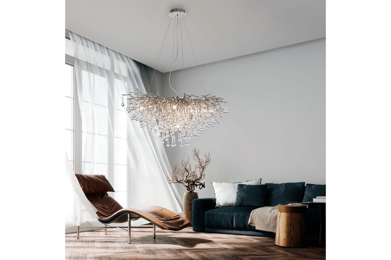 Ljuskrona Istapp - 50x250x100 cm, Stål - Belysning & el - Inomhusbelysning & lampor - Taklampa & takbelysning - Kristallkrona & takkrona