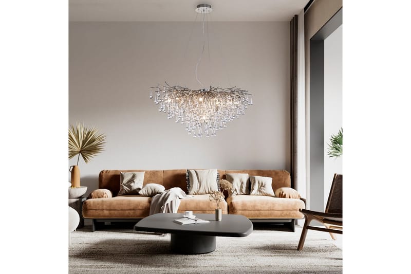 Ljuskrona Istapp - 50x250x100 cm, Stål - Belysning & el - Inomhusbelysning & lampor - Taklampa & takbelysning - Kristallkrona & takkrona