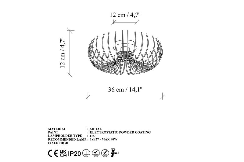 Ljuskrona Sadorte Rany - 36 x 36 x 12 cm - Belysning & el - Inomhusbelysning & lampor - Taklampa & takbelysning - Plafond