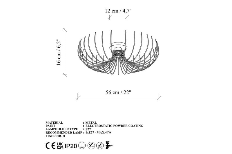 Ljuskrona Sadorte Rany - 56 x 56 x 16 cm - Belysning & el - Inomhusbelysning & lampor - Taklampa & takbelysning - Plafond