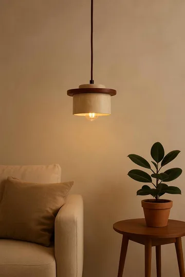 Meyros Pendellampa - Beige Och Valnöt - Belysning & el - Inomhusbelysning & lampor - Taklampa & takbelysning - Pendellampor & hänglampor
