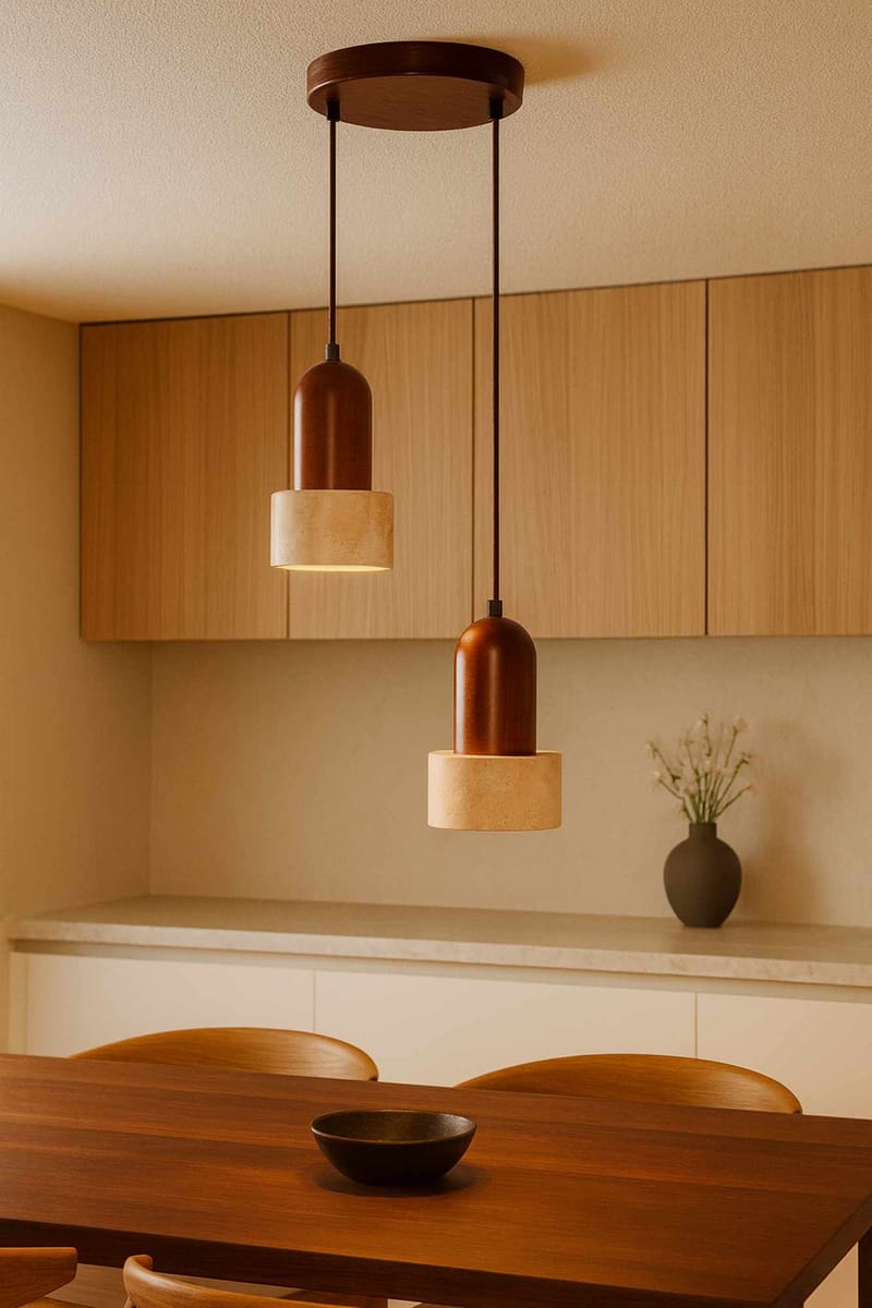 Norric Pendellampa - Beige Valnöt - Belysning & el - Inomhusbelysning & lampor - Taklampa & takbelysning - Kristallkrona & takkrona