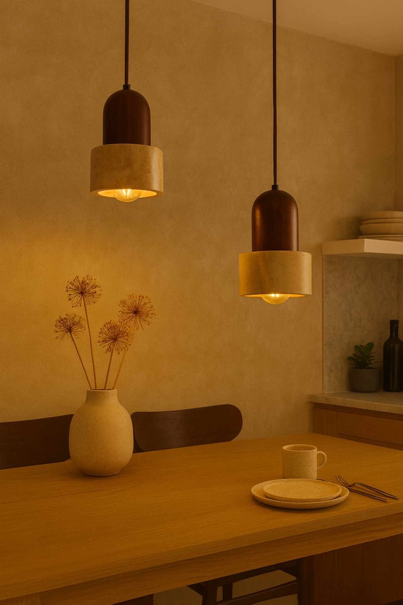 Norric Pendellampa - Beige Valnöt - Belysning & el - Inomhusbelysning & lampor - Taklampa & takbelysning - Kristallkrona & takkrona