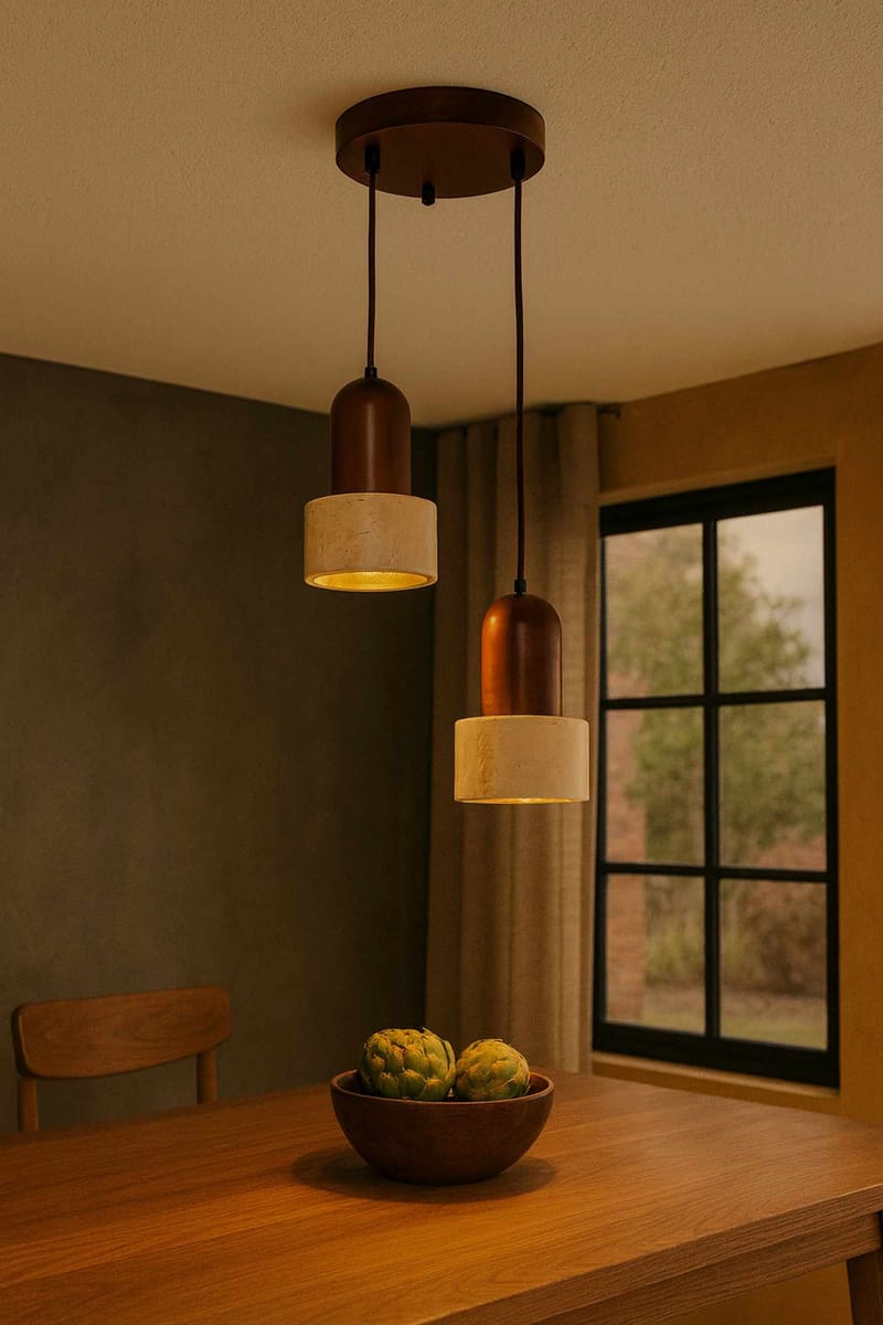 Norric Pendellampa - Beige Valnöt - Belysning & el - Inomhusbelysning & lampor - Taklampa & takbelysning - Kristallkrona & takkrona