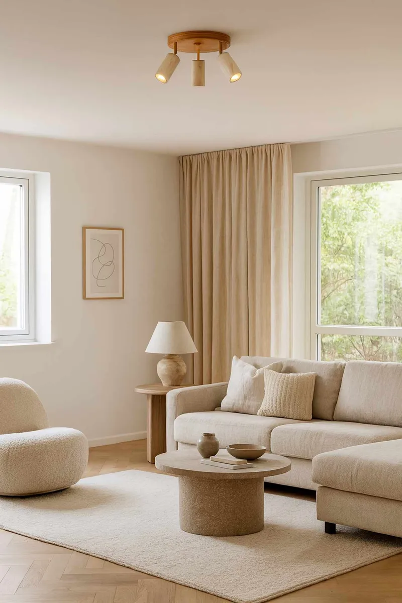 Nurtane Taklampa - Beige Och Ek - Belysning & el - Inomhusbelysning & lampor - Taklampa & takbelysning - Kristallkrona & takkrona