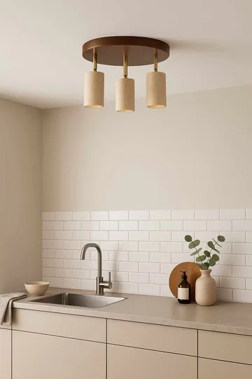 Nurtane Taklampa - Beige Och Valnöt - Belysning & el - Inomhusbelysning & lampor - Taklampa & takbelysning - Kristallkrona & takkrona