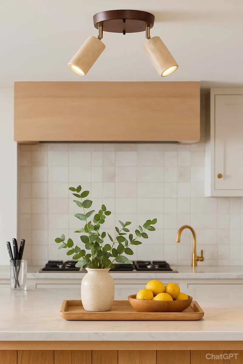 Nurtane Taklampa - Beige Och Valnöt - Belysning & el - Inomhusbelysning & lampor - Taklampa & takbelysning - Kristallkrona & takkrona