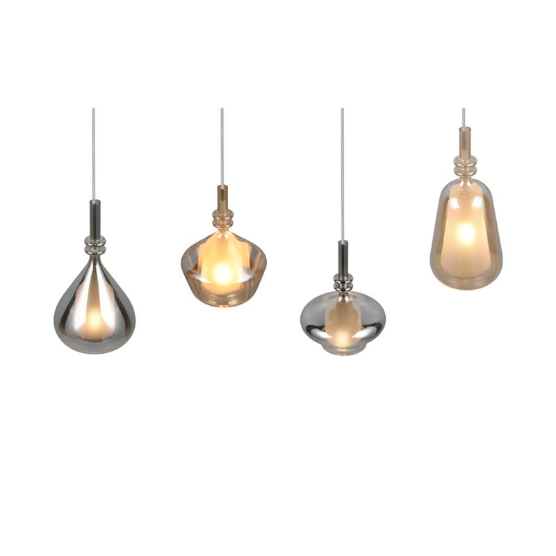 Pendel TRIO Aldea - 4 lampor, Bärnsten/Kromad - Belysning & el - Inomhusbelysning & lampor - Taklampa & takbelysning - Pendellampor & hänglampor