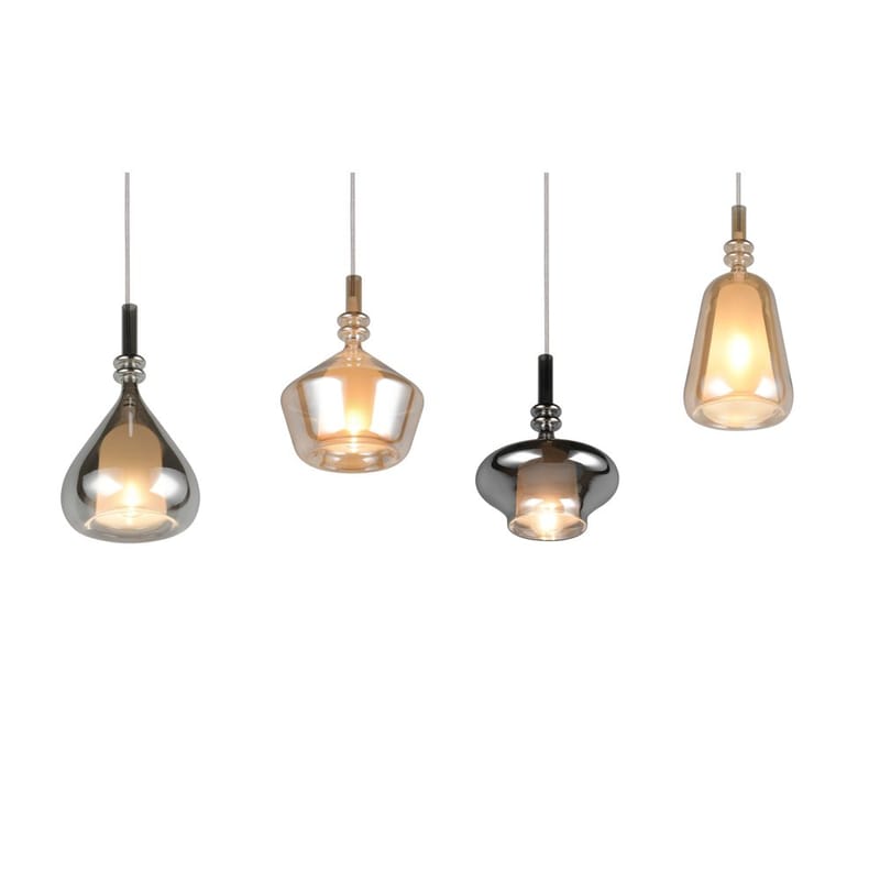 Pendel TRIO Aldea - 4 lampor, Bärnsten/Kromad - Belysning & el - Inomhusbelysning & lampor - Taklampa & takbelysning - Pendellampor & hänglampor