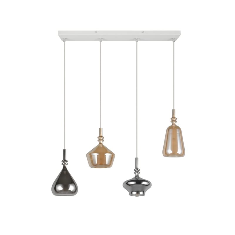 Pendel TRIO Aldea - 4 lampor, Bärnsten/Kromad - Belysning & el - Inomhusbelysning & lampor - Taklampa & takbelysning - Pendellampor & hänglampor