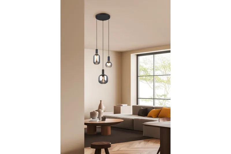 Pendel TRIO Diva 3-del, Mattsvart/kromad - 3-del, Mattsvart/kromad - Belysning & el - Inomhusbelysning & lampor - Taklampa & takbelysning - Pendellampor & hänglampor