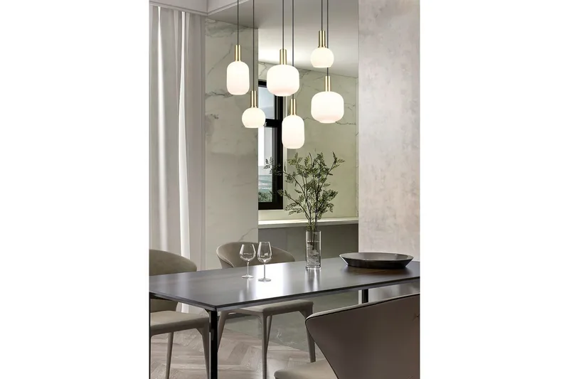 Pendel TRIO Diva 6-del, Mattmässing/vit - 6-del, Mattmässing/vit - Belysning & el - Inomhusbelysning & lampor - Taklampa & takbelysning - Pendellampor & hänglampor