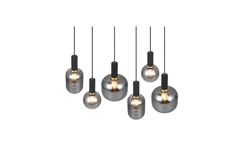 Pendel TRIO Diva 6-del, Mattsvart/kromad - 6-del, Mattsvart/kromad - Belysning & el - Inomhusbelysning & lampor - Taklampa & takbelysning - Pendellampor & hänglampor