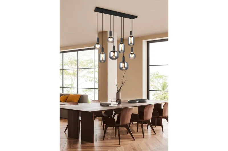 Pendel TRIO Diva 8-del, Mattsvart/kromad - 8-del, Mattsvart/kromad - Belysning & el - Inomhusbelysning & lampor - Taklampa & takbelysning - Pendellampor & hänglampor