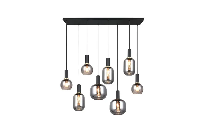 Pendel TRIO Diva 8-del, Mattsvart/kromad - 8-del, Mattsvart/kromad - Belysning & el - Inomhusbelysning & lampor - Taklampa & takbelysning - Pendellampor & hänglampor