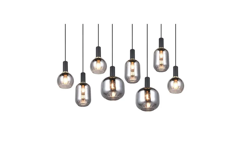 Pendel TRIO Diva 8-del, Mattsvart/kromad - 8-del, Mattsvart/kromad - Belysning & el - Inomhusbelysning & lampor - Taklampa & takbelysning - Pendellampor & hänglampor