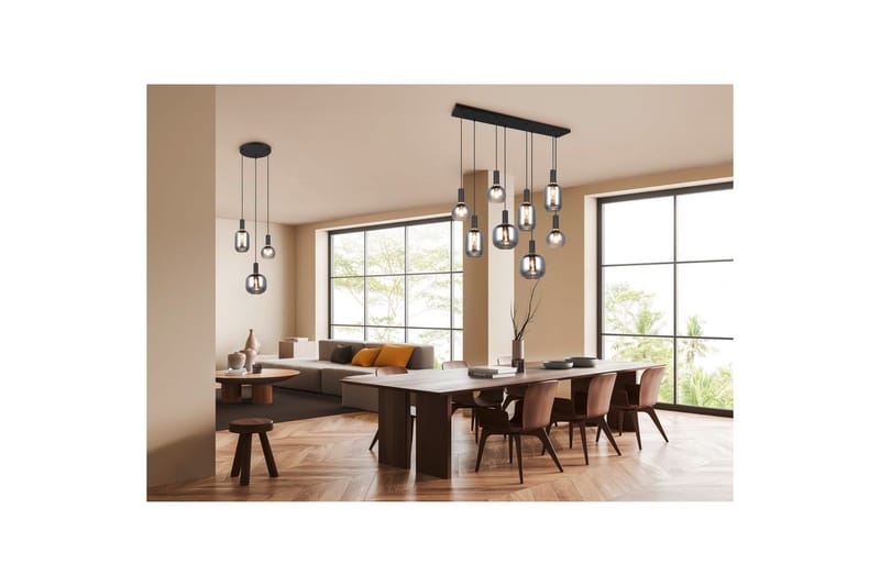 Pendel TRIO Diva 8-del, Mattsvart/kromad - 8-del, Mattsvart/kromad - Belysning & el - Inomhusbelysning & lampor - Taklampa & takbelysning - Pendellampor & hänglampor