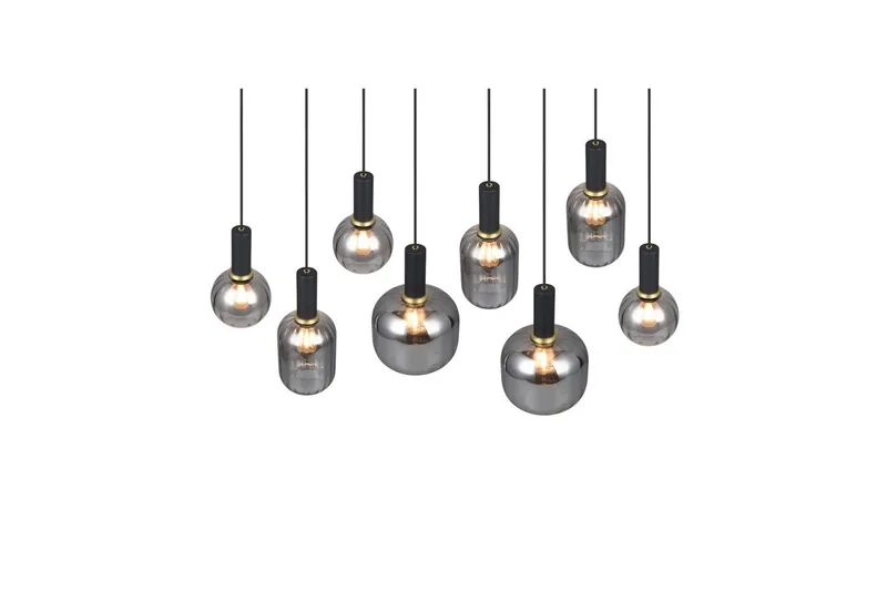 Pendel TRIO Diva 8-del, Mattsvart/kromad - 8-del, Mattsvart/kromad - Belysning & el - Inomhusbelysning & lampor - Taklampa & takbelysning - Pendellampor & hänglampor