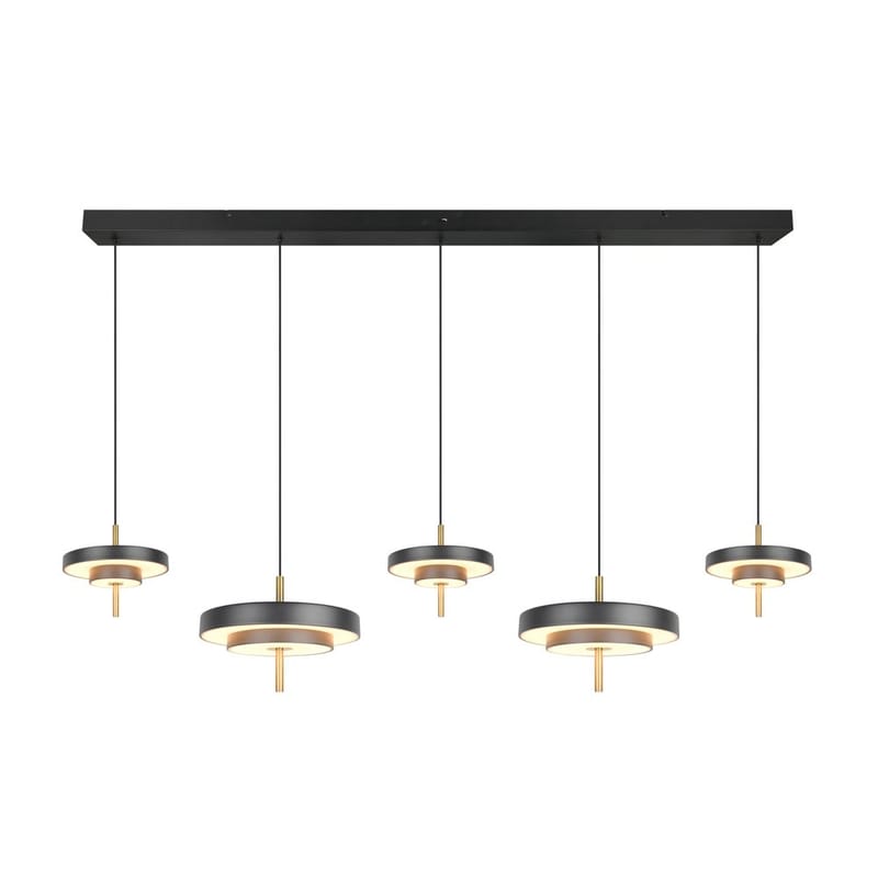 Pendel TRIO Keaton - 5 lampor, Mattsvart/Mässing - Belysning & el - Inomhusbelysning & lampor - Taklampa & takbelysning - Pendellampor & hänglampor