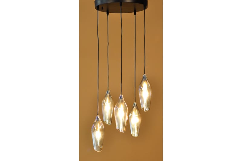 Dalmatia Taklampa 5 Ljus Svart/Guld/Amber - AG Home & Light - Taklampa kök - Fönsterlampa hängande - Fönsterlampa - Pendellampor & hänglampor - Sovrumslampa - Vardagsrumslampa
