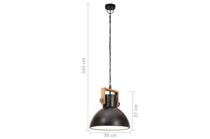Hänglampa industriell 25 W svart rund 30 cm E27 - Svart - Belysning & el - Inomhusbelysning & lampor - Taklampa & takbelysning - Pendellampor & hänglampor