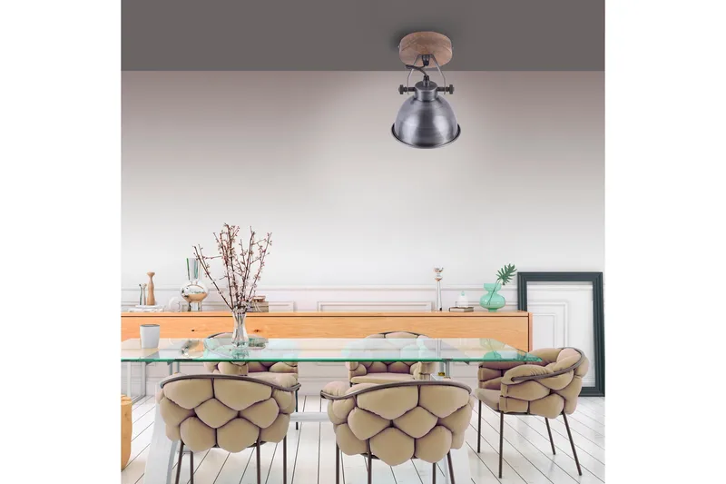 SAMIA vägg- o taklampa, järn 15x21,5 cm - Grå/Natur - Belysning & el - Inomhusbelysning & lampor - Taklampa & takbelysning - Pendellampor & hänglampor