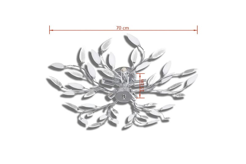 Taklampa 5-armad E14 med kristallöv vit/transparent - Vit - Taklampa kök - Fönsterlampa hängande - Fönsterlampa - Pendellampor & hänglampor - Sovrumslampa - Vardagsrumslampa