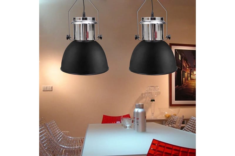 Taklampa i metall 2 st höjdjusterbar modern svart - Svart - Taklampa kök - Fönsterlampa hängande - Fönsterlampa - Pendellampor & hänglampor - Sovrumslampa - Vardagsrumslampa