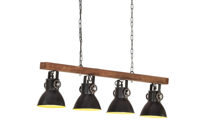 Taklampa industriell svart E27 mangoträ - be Basic - Taklampa kök - Fönsterlampa hängande - Fönsterlampa - Pendellampor & hänglampor - Sovrumslampa - Vardagsrumslampa