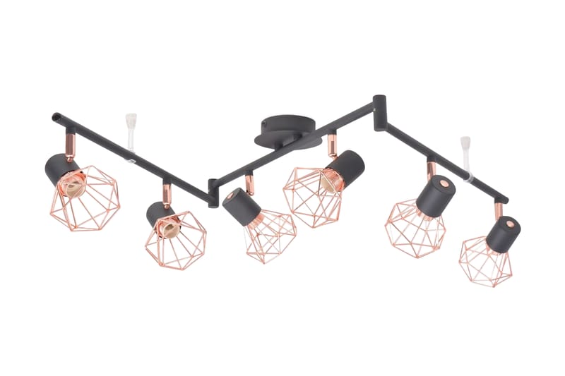 Taklampa med 6 spotlights E14 svart och koppar - Svart - Fönsterlampa hängande - Pendellampor & hänglampor - Vardagsrumslampa - Fönsterlampa - Taklampa kök - Sovrumslampa