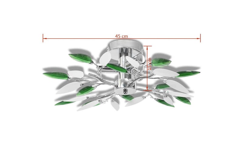 Taklampa med kristallöv 3 E14 glödlampor vit & grön - be Basic - Taklampa kök - Fönsterlampa hängande - Fönsterlampa - Pendellampor & hänglampor - Sovrumslampa - Vardagsrumslampa