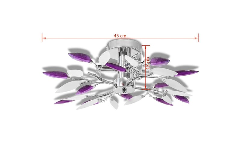 Taklampa med kristallöv i vitt & lila för 3 glödlampor E14 - be Basic - Taklampa kök - Fönsterlampa hängande - Fönsterlampa - Pendellampor & hänglampor - Sovrumslampa - Vardagsrumslampa