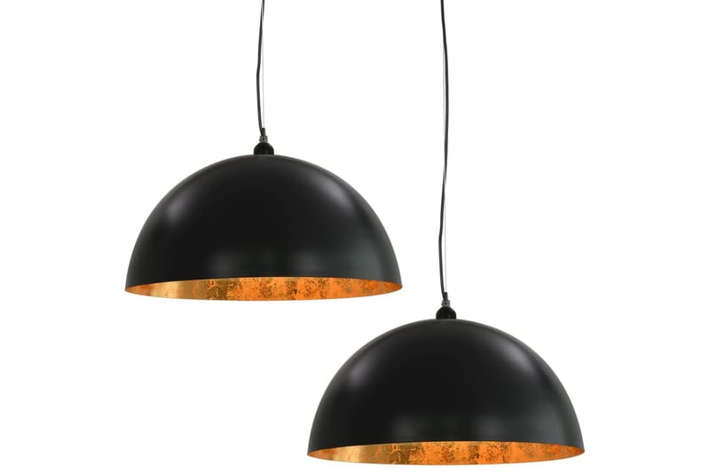 Taklampor 2 st svart och guld halvrunda 50 cm E27 - Svart - Belysning & el - Inomhusbelysning & lampor - Taklampa & takbelysning - Pendellampor & hänglampor