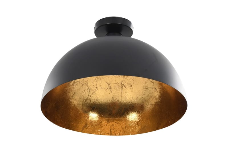 Taklampor 2 st svart och guld halvrunda E27 - Svart - Belysning & el - Inomhusbelysning & lampor - Taklampa & takbelysning - Pendellampor & hänglampor
