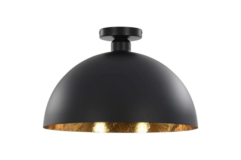 Taklampor 2 st svart och guld halvrunda E27 - Svart - Belysning & el - Inomhusbelysning & lampor - Taklampa & takbelysning - Pendellampor & hänglampor