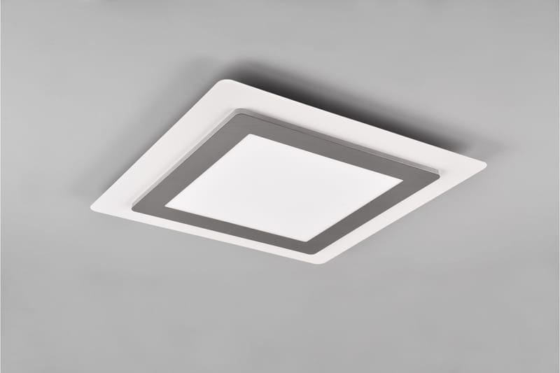 Morgan LED Plafond 45x45 cm vit/ borstad stål, Borstad stål