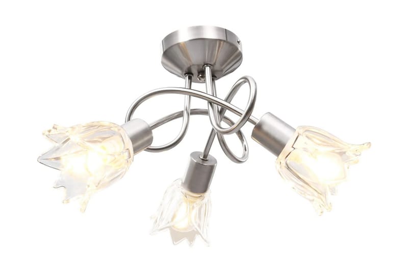 Taklampa med transparenta glasskärmar för 3 E14-lampor tulpa - Transparent - Plafond - Vardagsrumslampa - Sovrumslampa