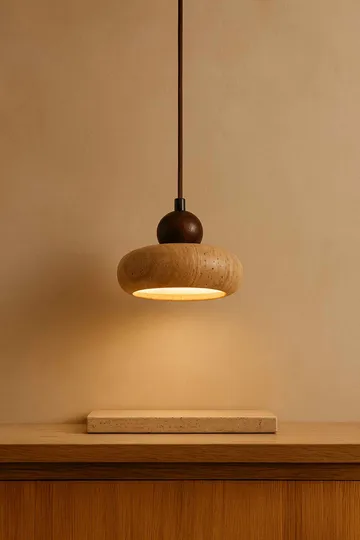 Serros Pendellampa - Beige Och Valnöt - Belysning & el - Inomhusbelysning & lampor - Taklampa & takbelysning - Kristallkrona & takkrona