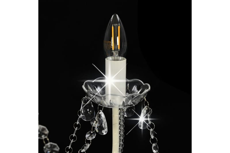 Takkrona med pärlor vit 8xE14-glödlampor - Vit - Kristallkrona & takkrona - Vardagsrumslampa - Sovrumslampa
