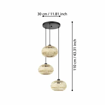 Taklampa Amsfield Rund med 3 Lampor - 48 cm - Belysning & el - Inomhusbelysning & lampor - Taklampa & takbelysning - Pendellampor & hänglampor