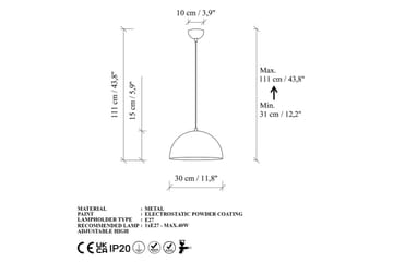 Taklampa Brena Rany Enkelt Uttag - 30 x 30 x 111 cm - Belysning & el - Inomhusbelysning & lampor - Taklampa & takbelysning - Pendellampor & hänglampor