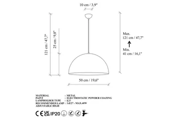 Taklampa Brena Rany Enkelt Uttag - 50 x 50 x 121 cm - Belysning & el - Inomhusbelysning & lampor - Taklampa & takbelysning - Pendellampor & hänglampor