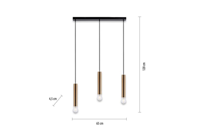 Taklampa Bruna - 6x120x65 cm, Matt mässing - Belysning & el - Inomhusbelysning & lampor - Taklampa & takbelysning - Pendellampor & hänglampor