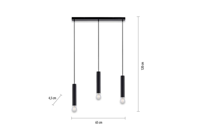 Taklampa Bruna - 6x120x65 cm, Svart - Belysning & el - Inomhusbelysning & lampor - Taklampa & takbelysning - Pendellampor & hänglampor