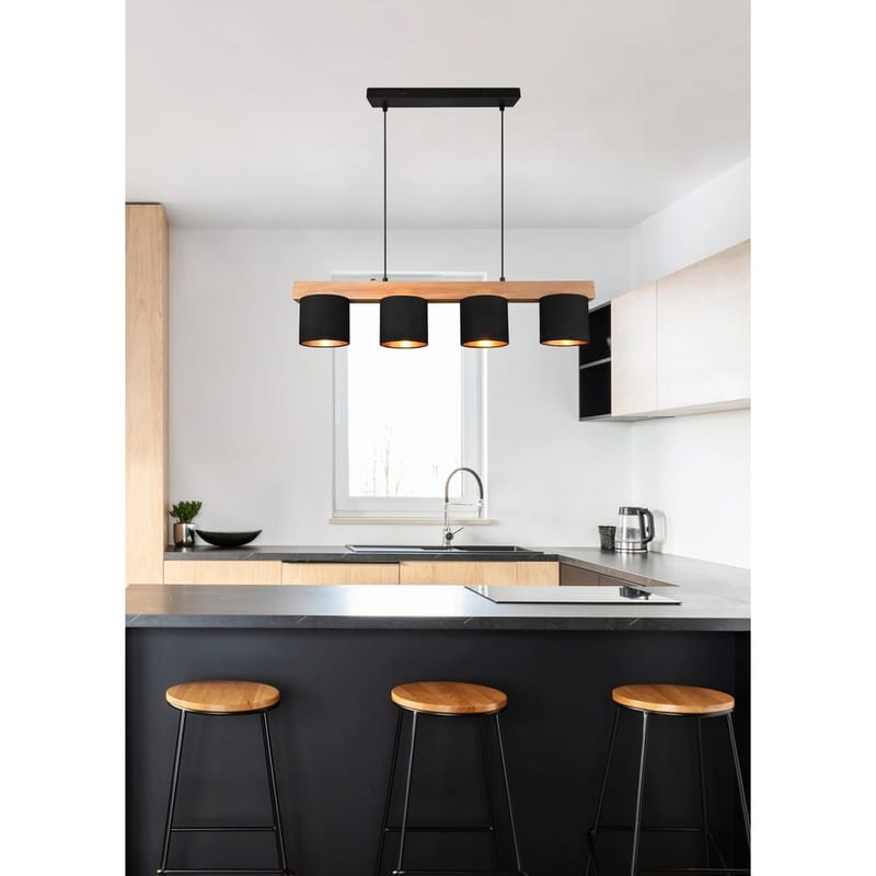 Taklampa Cameron - Svart/trä - Belysning & el - Inomhusbelysning & lampor - Taklampa & takbelysning - Pendellampor & hänglampor